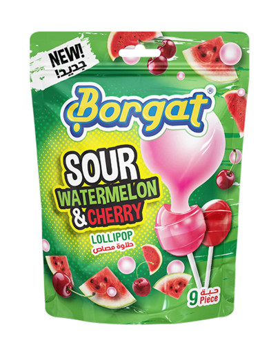 BORGAT LOLLIES SOUR WATERMELON & CHERRY 9P (162GMS)