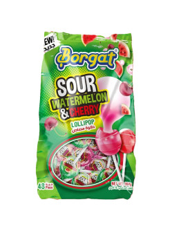 BORGAT LOLLIES SOUR WATERMELON & CHERRY 48P (864GMS)