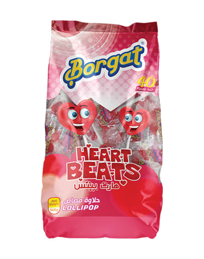 BORGAT LOLLIES HEART BEATS BAG 40P (560GMS)
