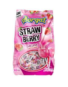 BORGAT LOLLIES STRAWBERRY GUM 48P (864GMS)