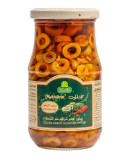 HALWANI SLICED GREEN OLIVES CHILI (650GMS)