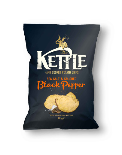 KETTLE CRISPS CRUSHED BLACK PEPPER (130GMS)