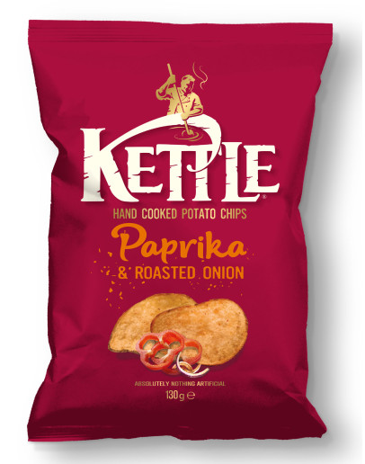 KETTLE CRISPS PAPRIKA & ROASTED ONION (130GMS)