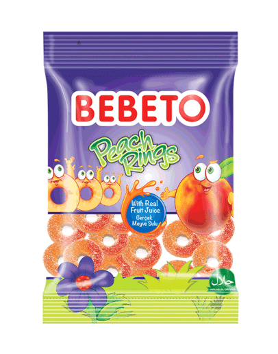 BEBETO PEACH RINGS (80GMS)