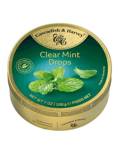 CAVENDISH & HARVEY CLEAR MINT DROPS TINS (200GMS)