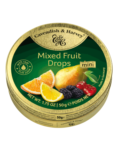 CAVENDISH & HARVEY MIXED FRUIT DROPS TINS (50GMS)