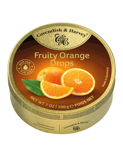 CAVENDISH & HARVEY ORANGE DROPS TINS (200GMS)