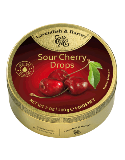 CAVENDISH & HARVEY SOUR CHERRY DROPS TINS (200GMS)