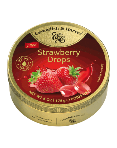 CAVENDISH & HARVEY STRAWBERRY DROPS TINS (175GMS)