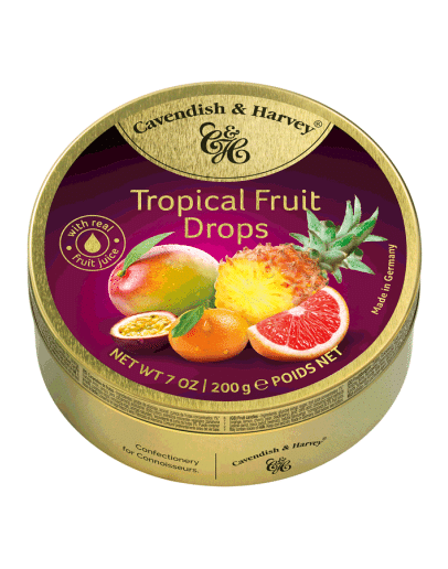 CAVENDISH & HARVEY TROPICAL FRUIT DROPS TINS (200GMS)