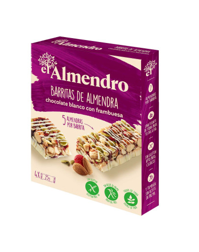 EL ALMENDRO ALMOND BARS WHITE RASPBERRY (4X25GMS)