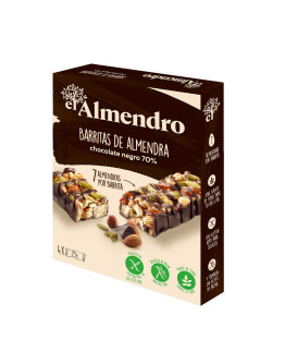 EL ALMENDRO ALMOND BARS DARK CHOCO. 70% (4X25GMS)