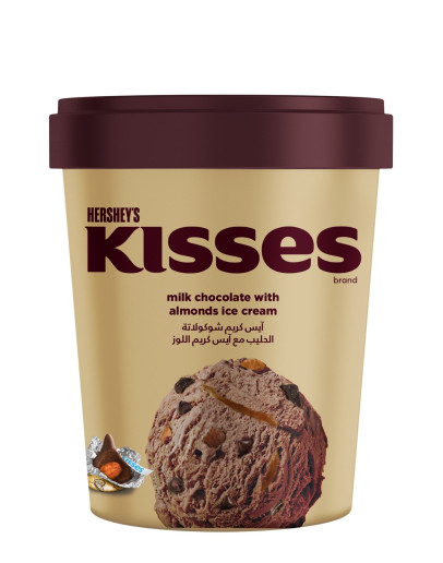 HERSHEYS TUB KISSES MILK ALMOND (450ML)