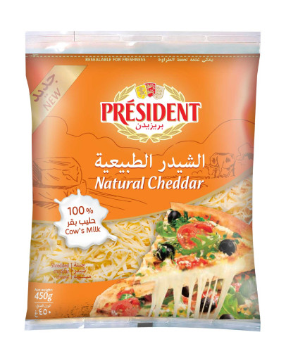 PRESIDENT SHREDDED CHEDDAR BAGS (450GMS)