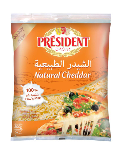 PRESIDENT SHREDDED CHEDDAR BAGS (200GMS)