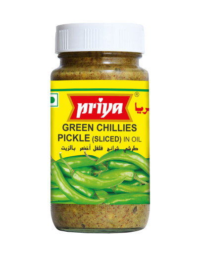 PRIYA GREEN CHILLI (SLICED) WITH GARLIC (300GMS)