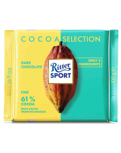 RITTER SPORT 61% FINE FROM NICARAGUA (100GMS)