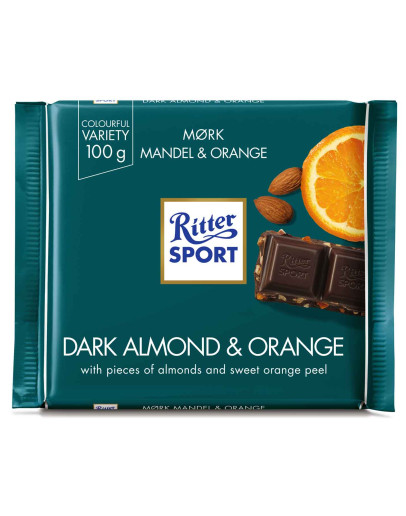 RITTER SPORT DARK ALMOND & ORANGE (100GMS)