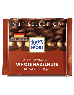 RITTER SPORT MILK CHOCOLATE WHOLE HAZELNUTS (100GMS)