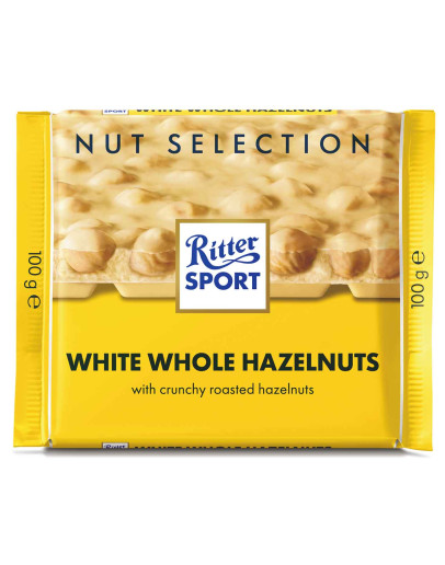 RITTER SPORT WHITE CHOCOLATE WHOLE HAZELNUT (100GMS)