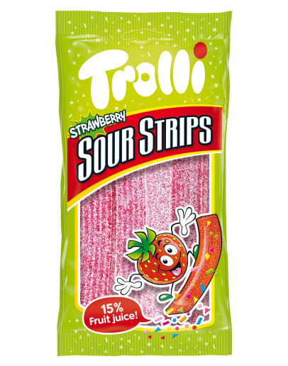 TROLLI SOUR STRIPS STRAWBERRY (85GMS)