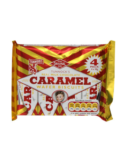 TUNNOCKS MILK CHOCOLATE WAFERS MULTIPACK (4X30GMS)